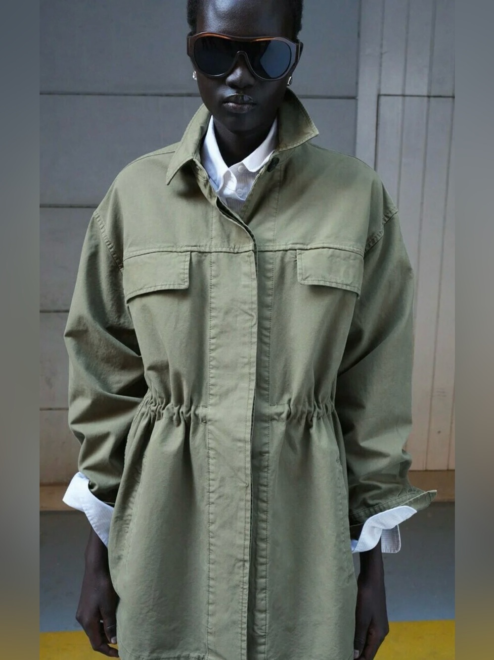 Oversized denim parka